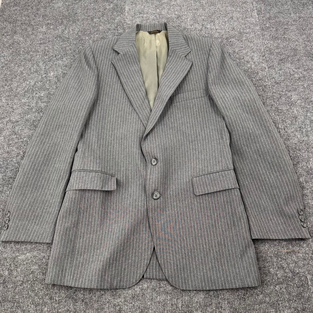 Levi's Action Suit Mens 38R Pinstripe Blazer Grey Vintage Professional Business